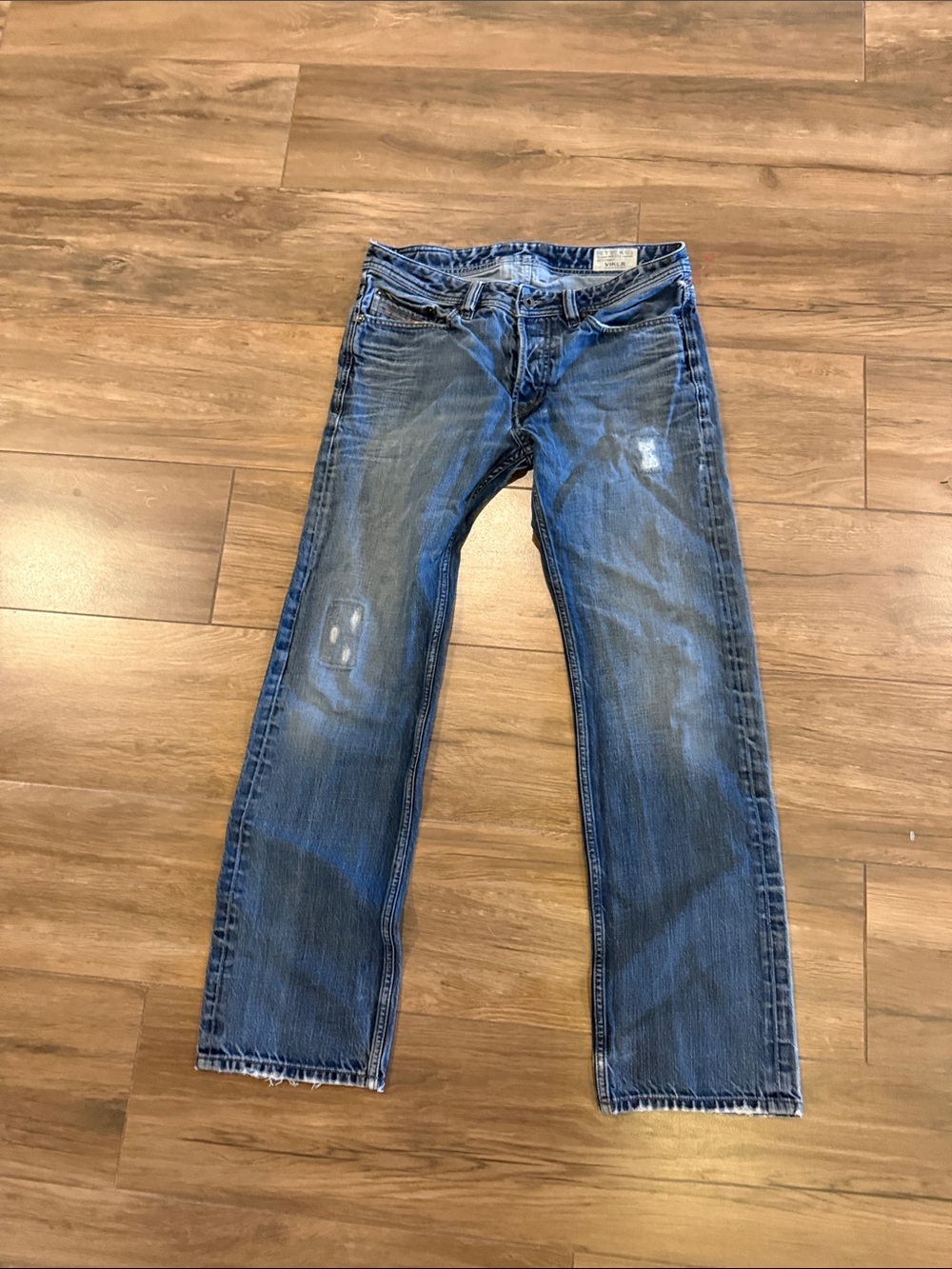 Diesel Men's Distressed Blue Straight Jeans